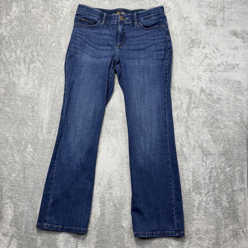 Lee Jeans Women's 12M Dark Blue Denim Regular Fit Bootcut Mid Rise Western 35x31